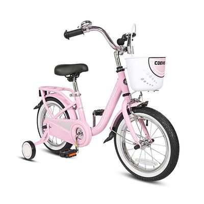 COEWSKE Kid's Bike Steel Frame Children Bicycle 14-16 Inch with Training Wheel(16" Pink)