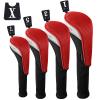 Andux 4pcs/Set Mesh Golf 460cc Driver Fairway Wood Club Head Covers Long Neck with No. Tags Black/Red view 1