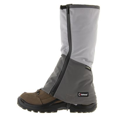 Kahtoola LEVAgaiter Tall GTX Gaiters, Waterproof Gore-TEX Shoe & Boot Protection for Mountaineering, Off-Trail Hiking in Mud, Snow & Ice - Dark Grey | Light Grey - Small