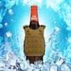 UNISTRENGH Mini Tactical Premium Beer Military Vest Bottle Beer Vest Molle with Adjustable Straps Cooler Beverage Holder for 12oz or 16oz Cans and Bottles, Coyote Brown view 2