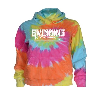 JANT girl Swimming Tie Dye Sweatshirt - Swimmer Logo (Pastel Twist, YM)