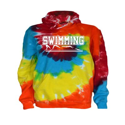 JANT girl Swimming Tie Dye Sweatshirt - Swimmer Logo (Rainbow Twist, YL)