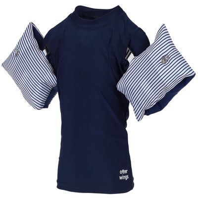 Otter Wings Kids Floaties (Water Wings) / UPF Swim Shirt Combo Swim Aid (Navy Blue, 2-4yrs)