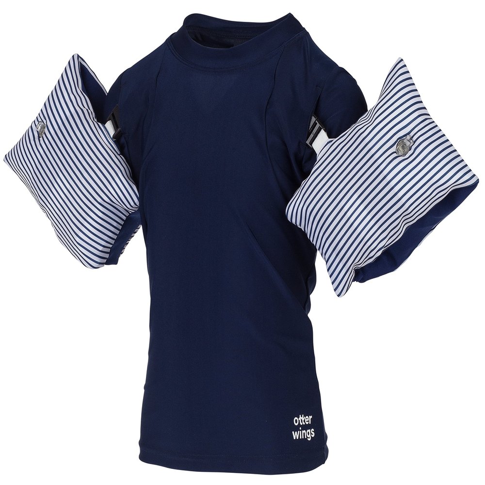 Otter Wings Kids Floaties (Water Wings) / UPF Swim Shirt Combo Swim Aid (Navy Blue, 2-4yrs)
