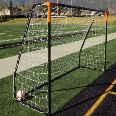 Vallerta Premier 12 X 6 Ft AYSO Youth Regulation Size Soccer Goal w/Weatherproof 4mm Net. 50MM Diameter Blk/Org Powder Coated/Corrosion Resistant Frame. 12x6 Foot Practice Aid(2Net)ONE YEAR WARRANTY!