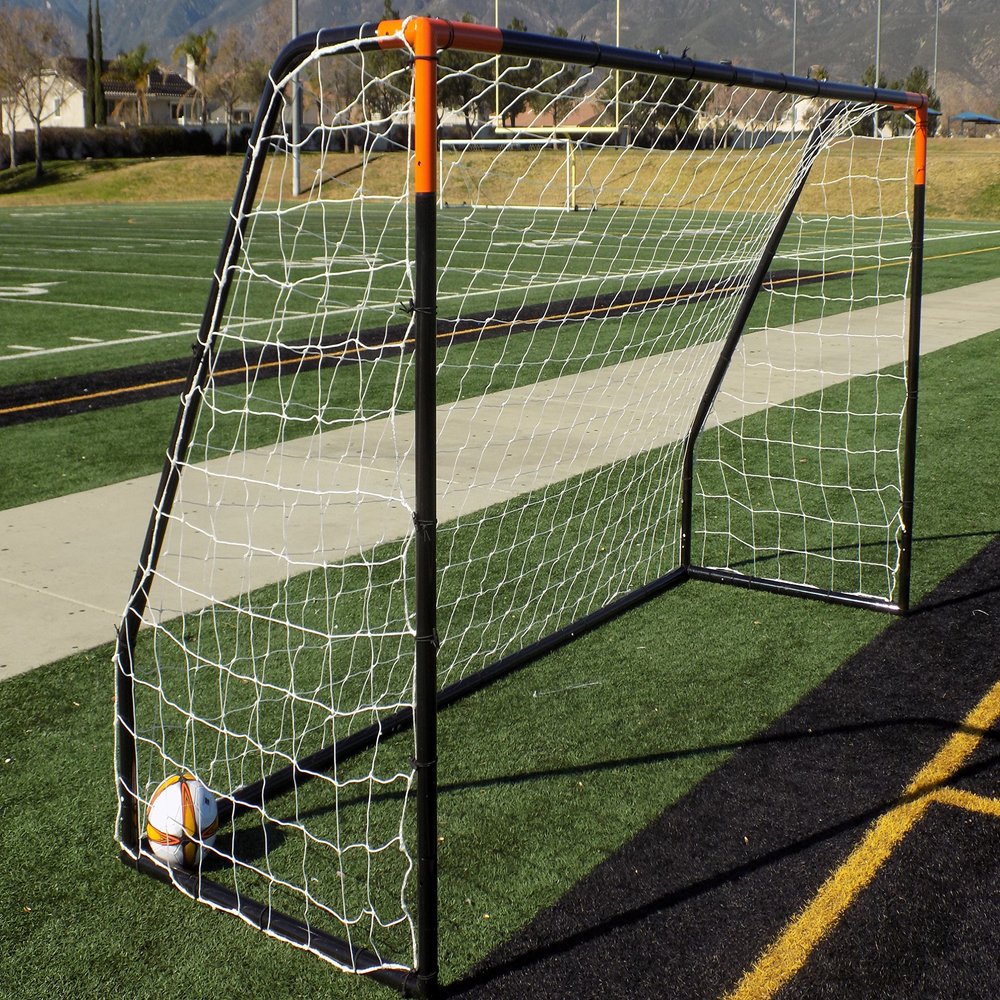 Vallerta Premier 12 X 6 Ft AYSO Youth Regulation Size Soccer Goal w/Weatherproof 4mm Net. 50MM Diameter Blk/Org Powder Coated/Corrosion Resistant Frame. 12x6 Foot Practice Aid(2Net)ONE YEAR WARRANTY!