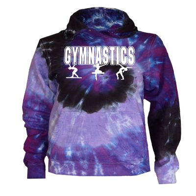 Gymnastics Tie Dye Sweatshirt - 3 Gymnasts Logo (Purple Twist, YL)