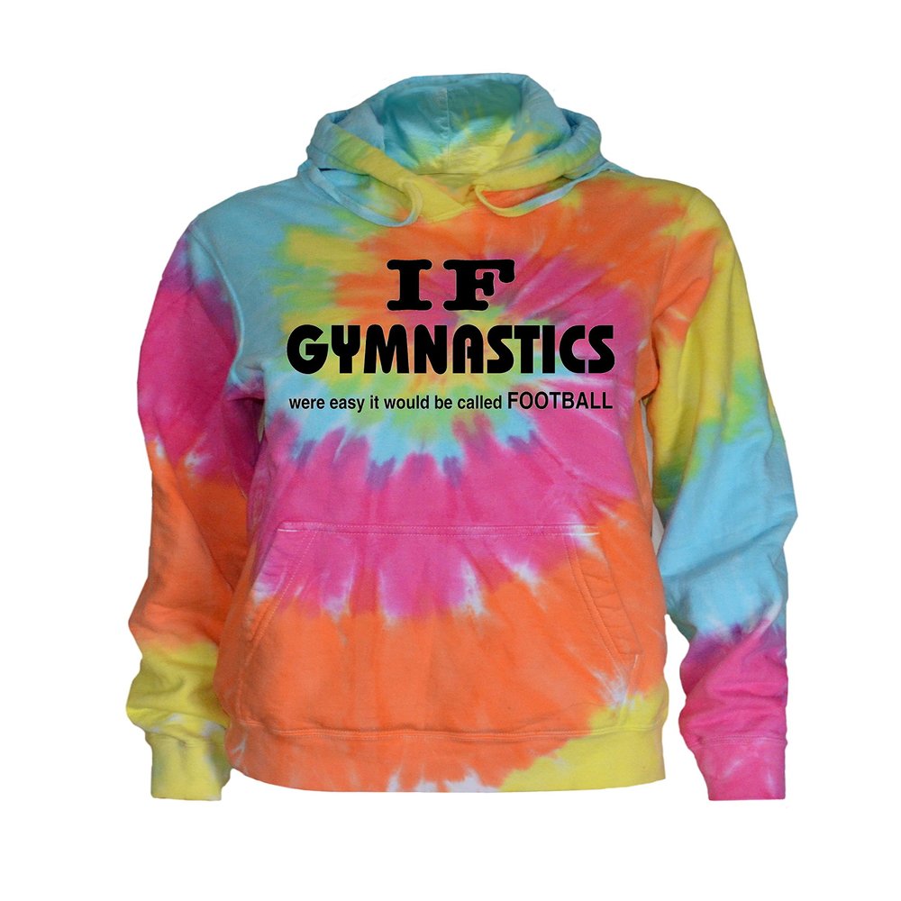JANT girl Gymnastics Tie Dye Sweatshirt - If Gymnastics were Easy (Pastel Twist, L)