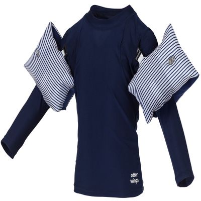 Otter Wings Kids Floaties (Water Wings) / UPF Swim Shirt Combo Swim Aid - Long Sleeve (Navy Blue, 2-4yrs)
