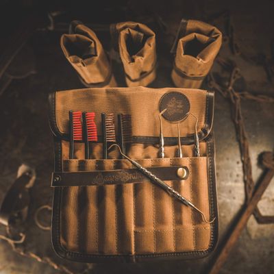 Gun Cleaning Brushes and Picks with Waxed Canvas Tool Roll