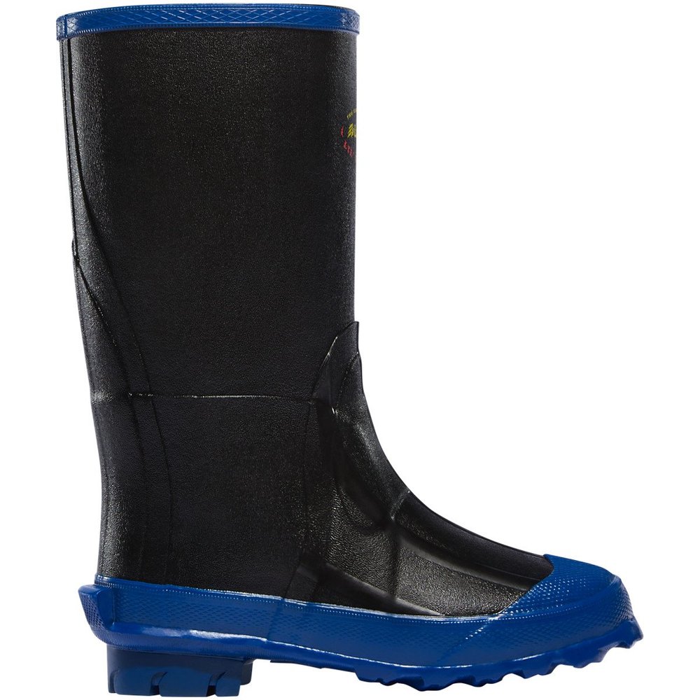 LaCrosse Lil Grange 9" Kids Boots, Non-Insulated Waterproof Boots, Durable Outdoor Footwear for Boys & Girls, Black/Blue - 6Y