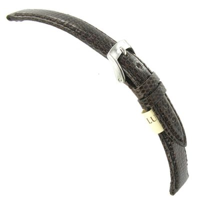 16mm Morellato Italy Genuine Certified Lizard Brown Stitched Watch Band 718A