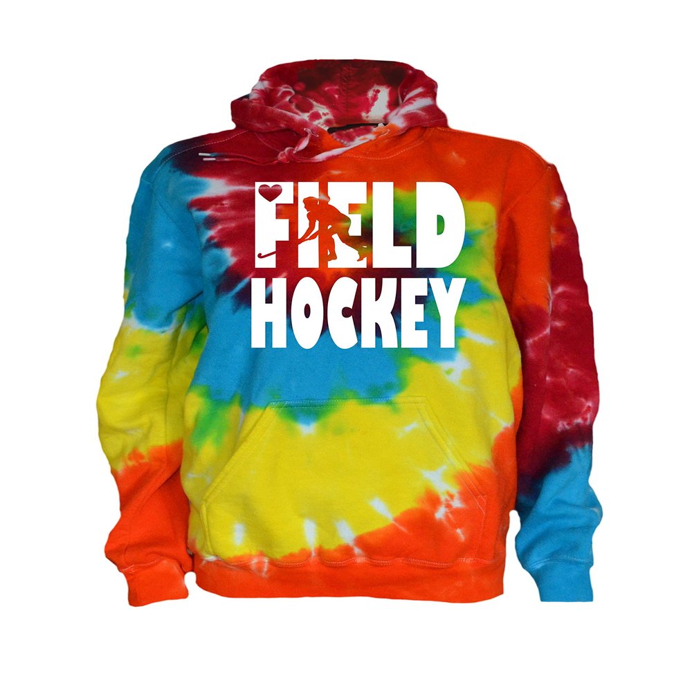 JANT girl Field Hockey Tie Dye Sweatshirt - Stacked White Logo (Rainbow Twist, YM)