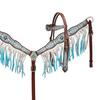 Showman Headstall & Breast Collar Set w/Blue Diamond Print & Blue Ombre Fringe view 1