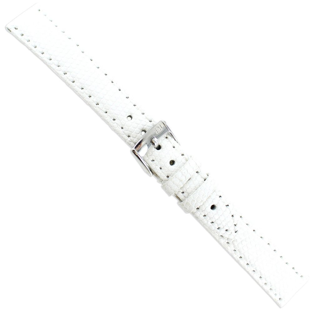 14mm Milano Genuine Certified Lizard White Stitched Ladies Watch Band 718a