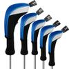 Andux 5pcs/Set Mesh Golf 460cc Driver Fairway Wood Club Head Covers Long Neck with No. Tags Black/Blue view 1