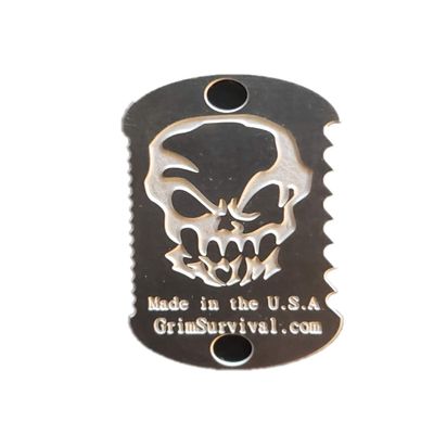 Double Sided Saw Dog Tag - Grim Workshop - Survival Necklace - Emergency Saw - Pocket Saw