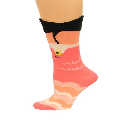 K. Bell Socks Women's Wide Mouth Leg Eating Novelty Casual Crew Socks, Flamingo (Pink), Shoe Size: 4-10