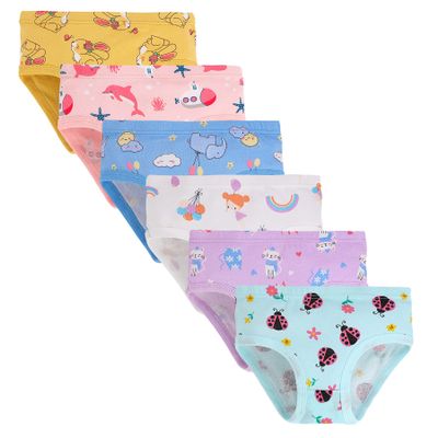 Boboking Girls Soft Briefs Little Kids Girls Comfortable Underwear (Pack of 6) 3-4T