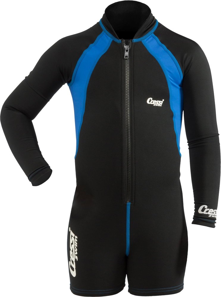 Cressi Kids Swimsuit Long Sleeve One Piece Swimsuits, Black/Blue, S