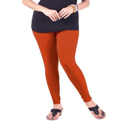 ladyline Extra Long Churidar Leggings Plain Cotton Indian Yoga Workout Pants for Women (2XL-3XL-Mango)