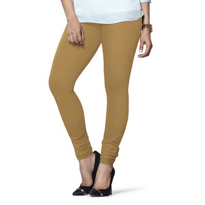 ladyline Extra Long Churidar Leggings Plain Cotton Indian Yoga Workout Pants for Women (2XL-3XL-Biscuit)