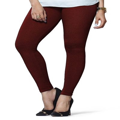 ladyline Extra Long Churidar Leggings Plain Cotton Indian Yoga Workout Pants for Women (2XL-3XL-Maroon)
