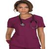 KOI Basics Katie Women's 4-Pocket Mock-Wrap Scrub Top Wine X-Large view 1