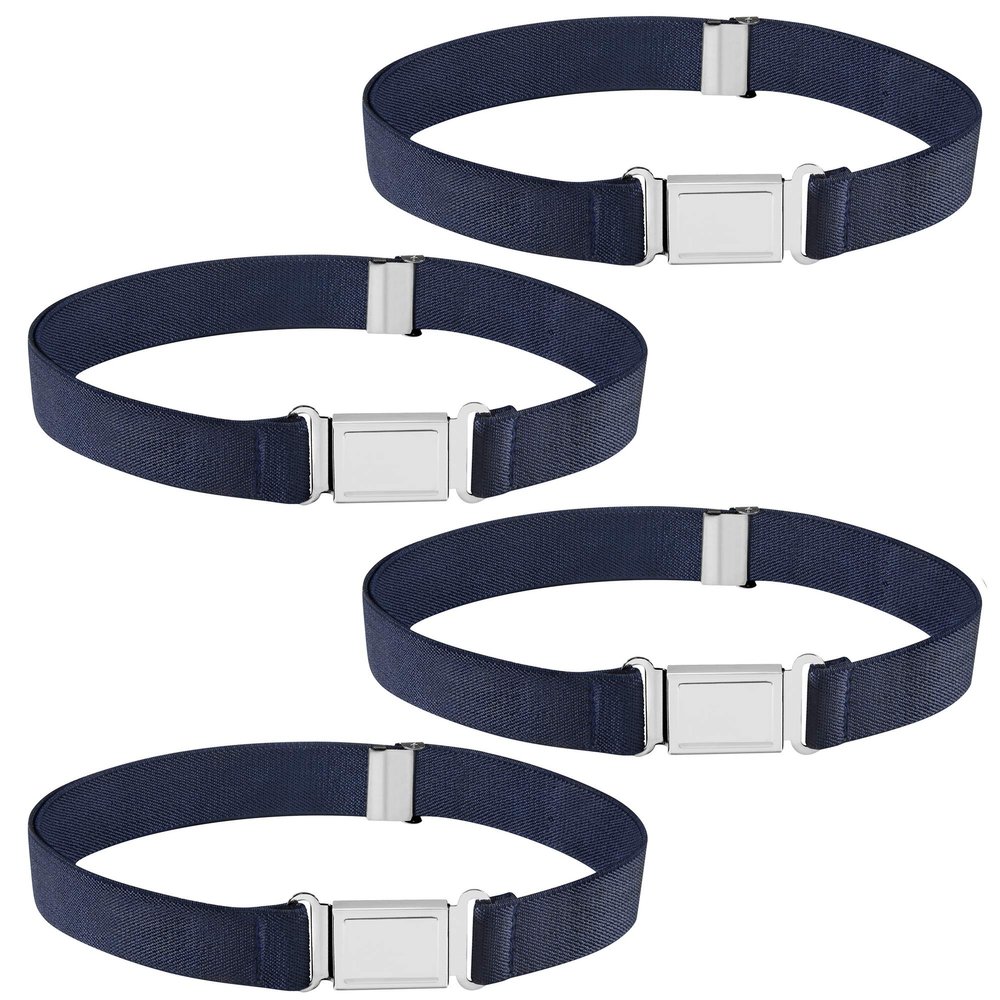 Buyless Fashion Kids Boys Toddler Adjustable Elastic Belt With Magnetic Buckle - 4 Pack - 5100-Navy