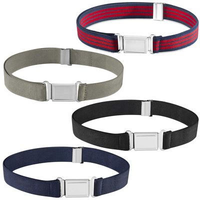 Buyless Fashion Kids Boys Toddler Adjustable Elastic Belt With Magnetic Buckle - 4 Pack - 5100-BLK/CHR/NVY/NVY-RED