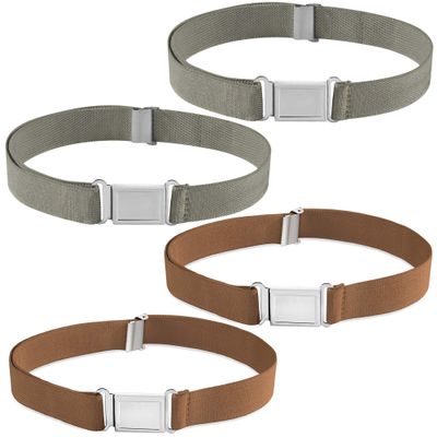 Buyless Fashion Kids Boys Toddler Adjustable Elastic Belt With Magnetic Buckle - 4 Pack - 5100-CML/CHR