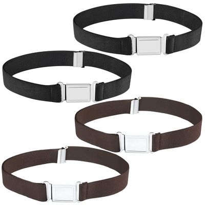 Buyless Fashion Kids Boys Toddler Adjustable Elastic Belt With Magnetic Buckle - 4 Pack - 5100-BLK/BRW