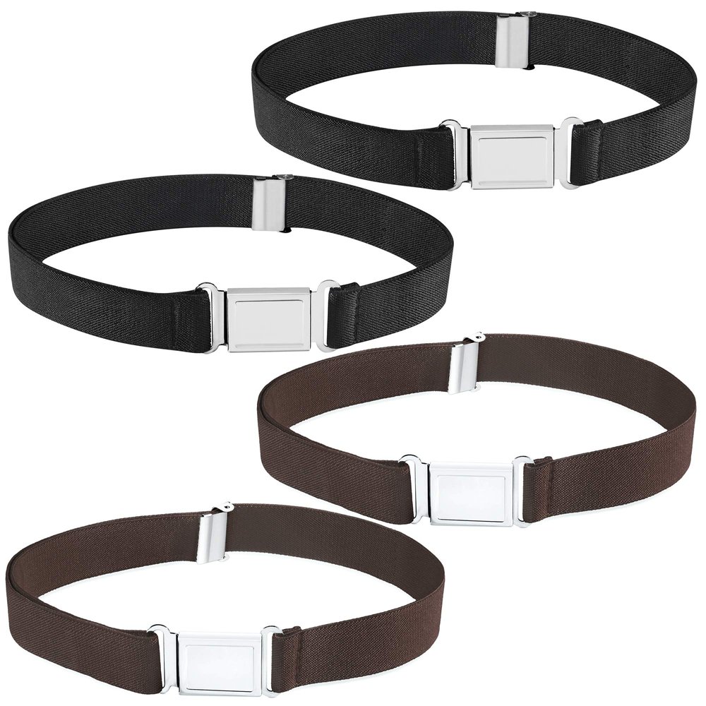 Buyless Fashion Kids Boys Toddler Adjustable Elastic Belt With Magnetic Buckle - 4 Pack - 5100-BLK/BRW
