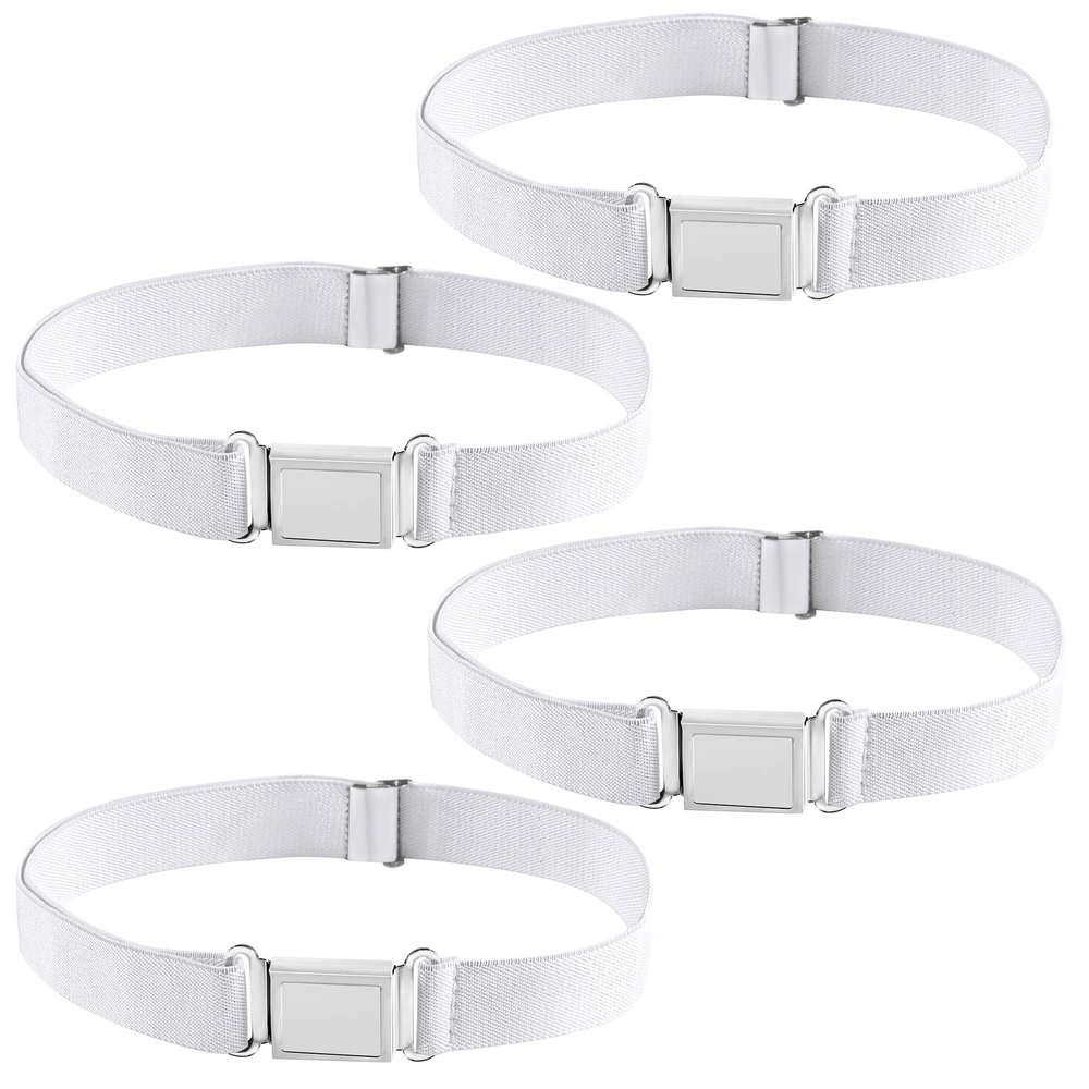 Buyless Fashion Kids Boys Toddler Adjustable Elastic Belt With Magnetic Buckle - 4 Pack - 5100-White