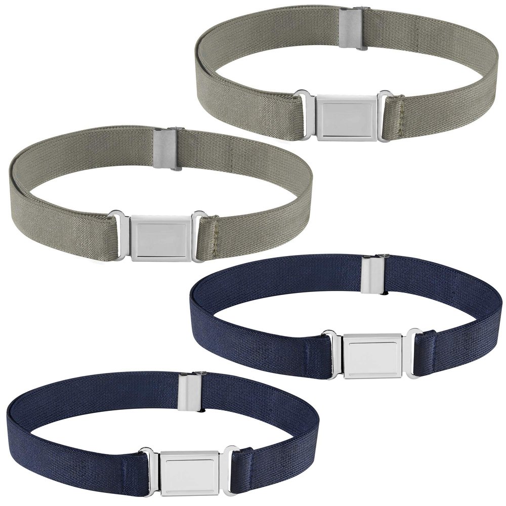 Buyless Fashion Kids Boys Toddler Adjustable Elastic Belt With Magnetic Buckle - 4 Pack - 5100-CHR/NVY
