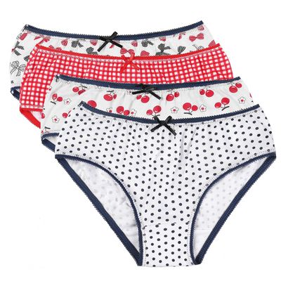 Buyless Fashion Girls Panties Assorted Colors Soft Cotton Brief Underwear 4 Pack - BS18-GC-1-2 Red/Navy