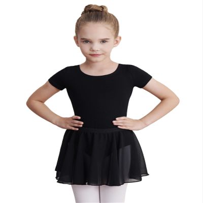 WEGETIT Leotard Girls Gymnastics Toddler Dance Ballet Pink Leotard Dresses with Skirt (Black,2-4T)