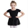WEGETIT Leotard Girls Gymnastics Toddler Dance Ballet Pink Leotard Dresses with Skirt (Black,2-4T) view 1