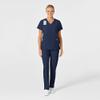 Wink Scrubs for Women, W123, Stylized Vneck Tops with 5 Pockets Navy view 3