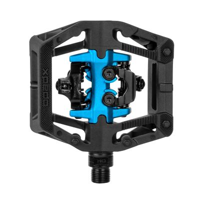 XPEDO GFX Neo Clipless Bicycling Pedals | Nylon Body, Cromoly Spindle, 3 Sealed Bearings, 16 Co-Molded Pins, 6 Float | MTB Trail/Enduro | Black/Blue