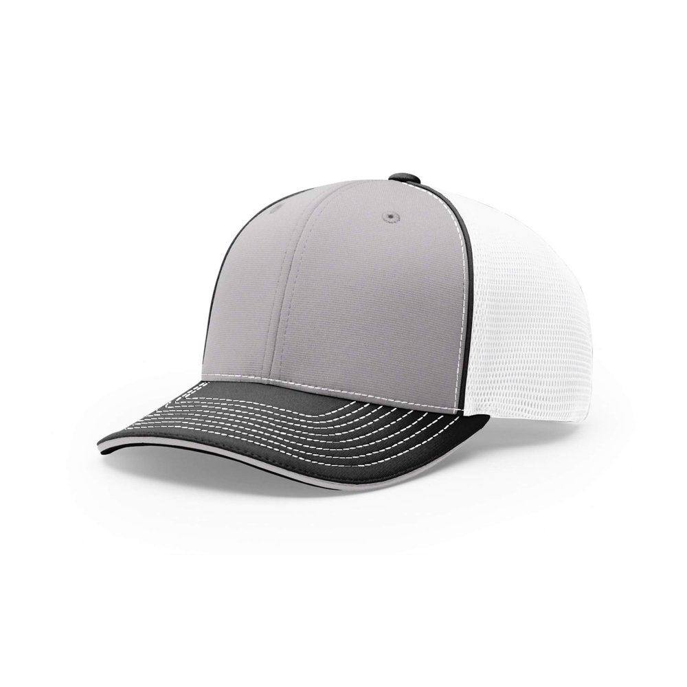 Richardson Unisex 172 Trucker Pulse Sportmesh R-Flex Baseball Cap, Tri Grey/White/Black, Large/X-Large