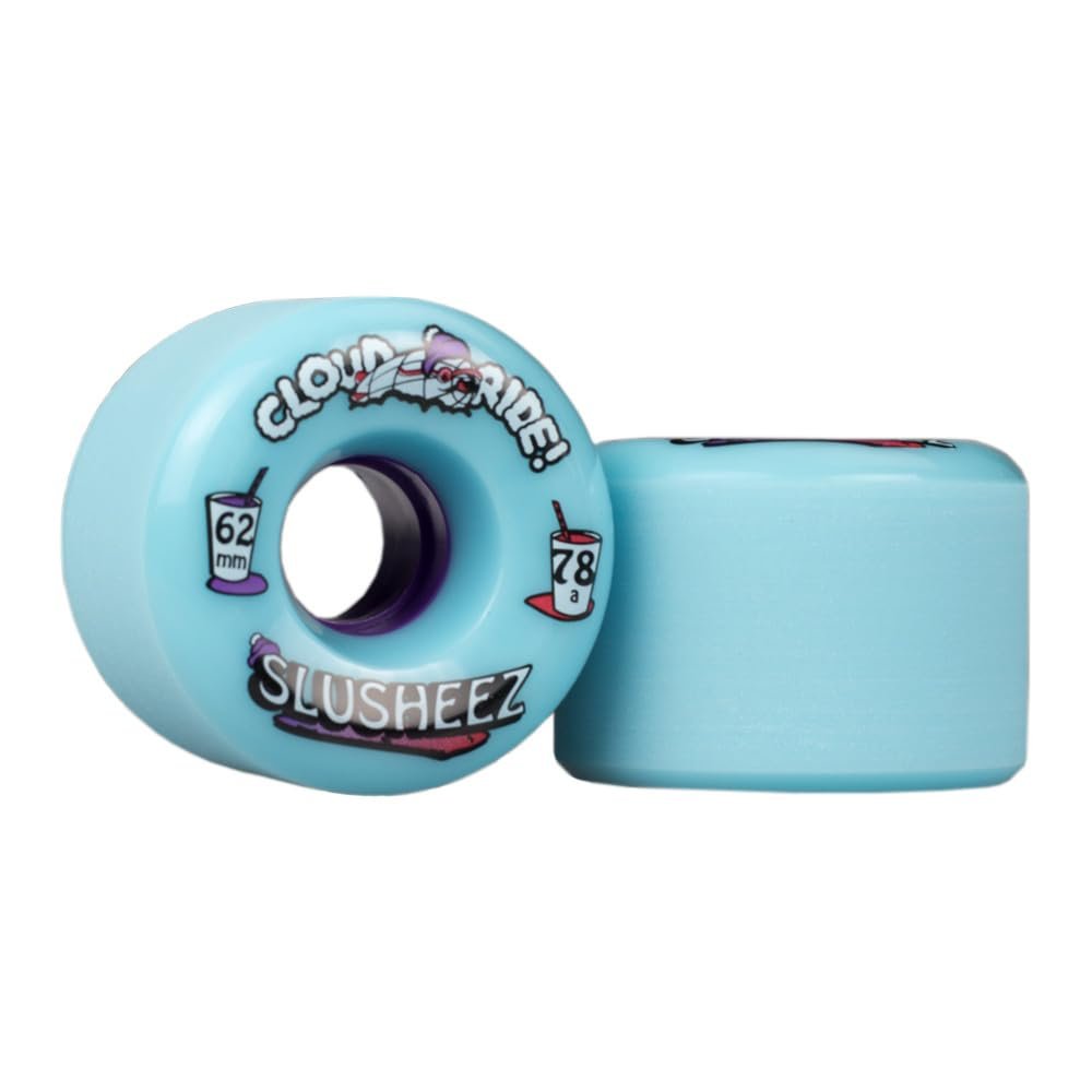 Cloud Ride! Wheels Slusheez 62mm 78A Longboard Wheels, Urethane Longboard Wheel Set for Longboarding, Skateboarding, Carving, Cruising, Downhill, Freeriding