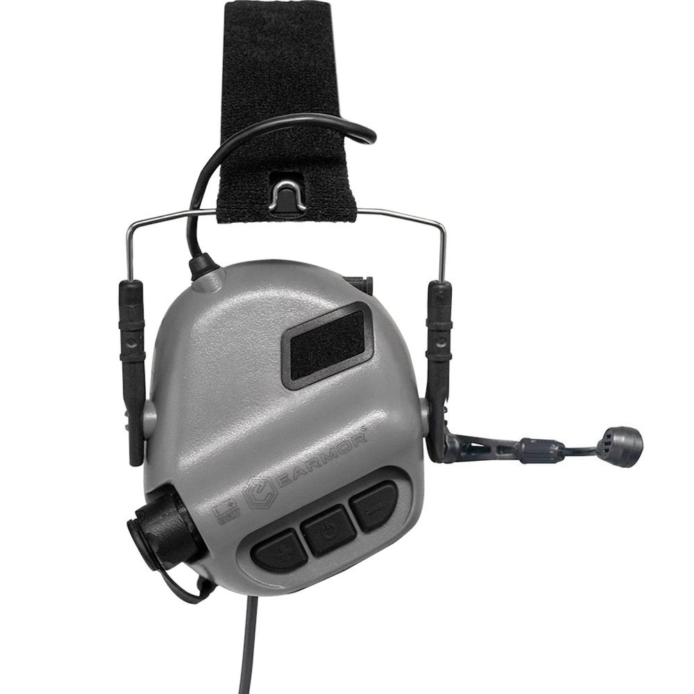 EARMOR M32 Tactical Headset Hunting & Shooting Earmuffs with Microphone, Sound Amplification, Nato TP120 Jacket, Grey