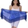 ZLTdream Women's Latin Belly Dance Triangle Hip Scarf with Tassel Dark Blue view 1