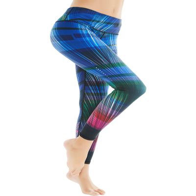 COOLOMG Women Yoga Leggings Running Tights Low Rise Leggings Workout Gym with Hidden Pockets Color Lines L