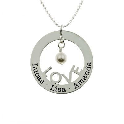 AJ's Collection Personalized LOVE Washer Shiny Sterling Silver Necklace. Customize a Shiny Washer Charm. Choice of Sterling Silver Chain. Gift For Her and All Occasions
