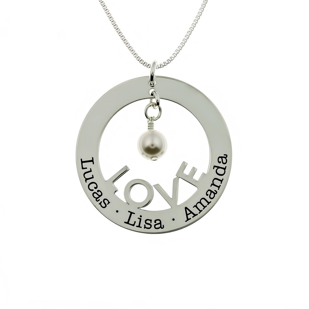 AJ's Collection Personalized LOVE Washer Shiny Sterling Silver Necklace. Customize a Shiny Washer Charm. Choice of Sterling Silver Chain. Gift For Her and All Occasions