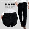 IDEALSANXUN Mens Elastic Waist Denim Solid Casual Pants (Black, 36x32) view 3