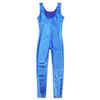 dPois Kids Girls Metallic Sleeveless Full Unitard Body Jumpsuit Gymnastics Leotard Dance Perfomance Costume Blue 3-4 view 3
