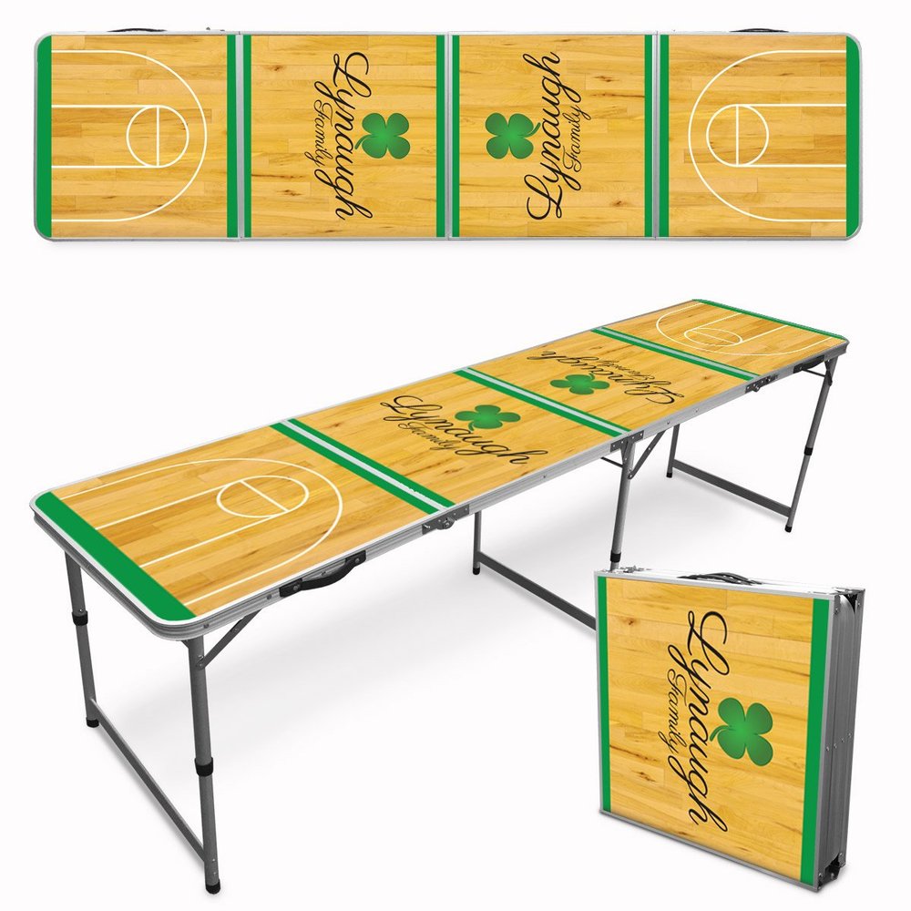 Infusion Custom 8-Foot (Regulation Size) Premium Folding Party Pong Tailgate Travel Table - Shamrock